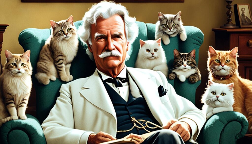 Mark Twain with his beloved cats