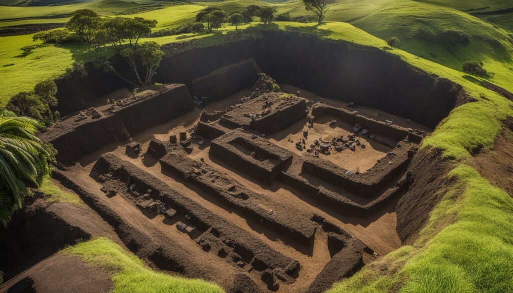 Excavations of buried Easter Island statues